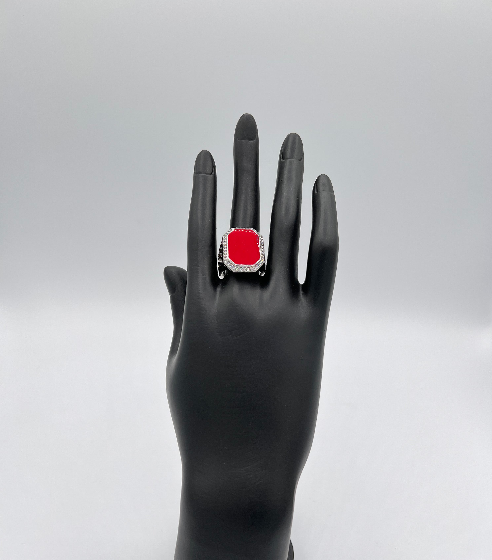 Rouge And Silver Statement Ring For Women