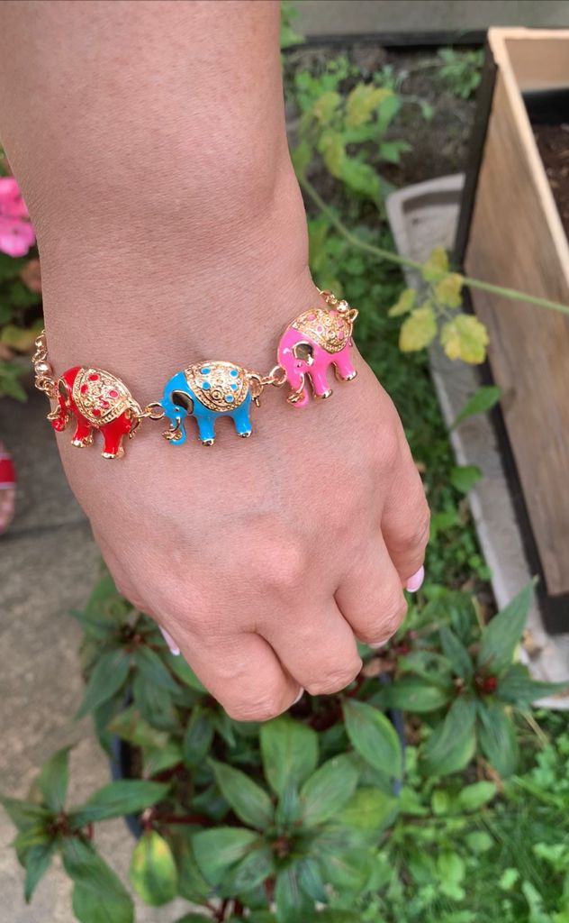 Hand-Crafted Colorful Elephant Design Gold-Plated Bracelet for Vibrant Style and Timeless Elegance
