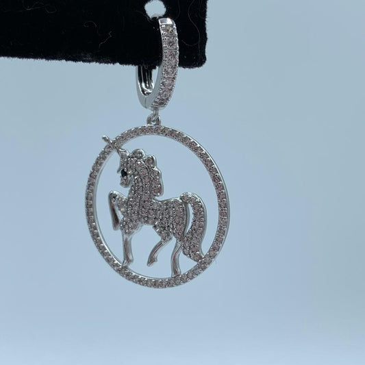 Unicorn Hoop dangling Earring Silver Plated #0017