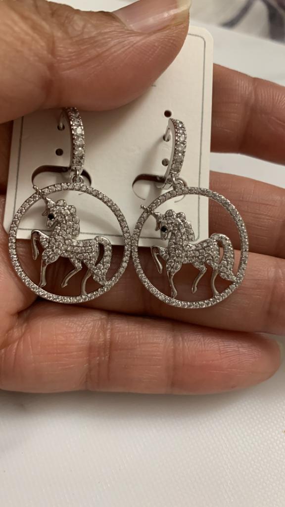silver unicorns earings 