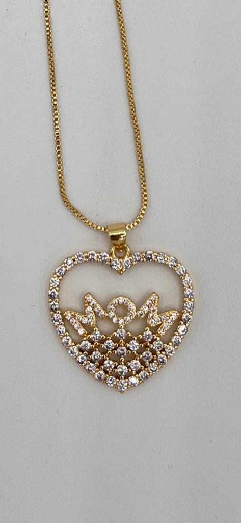 Mom Heart Shape Gold Plated Necklace