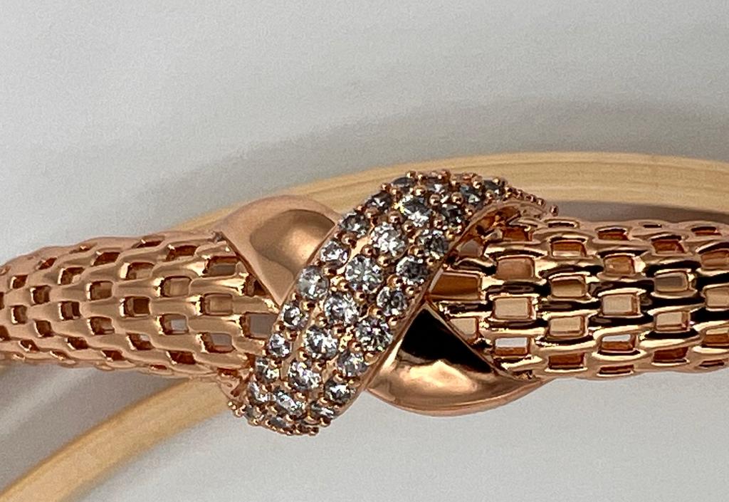Rose Gold Mesh Style Openable Bangle bracelet For Women