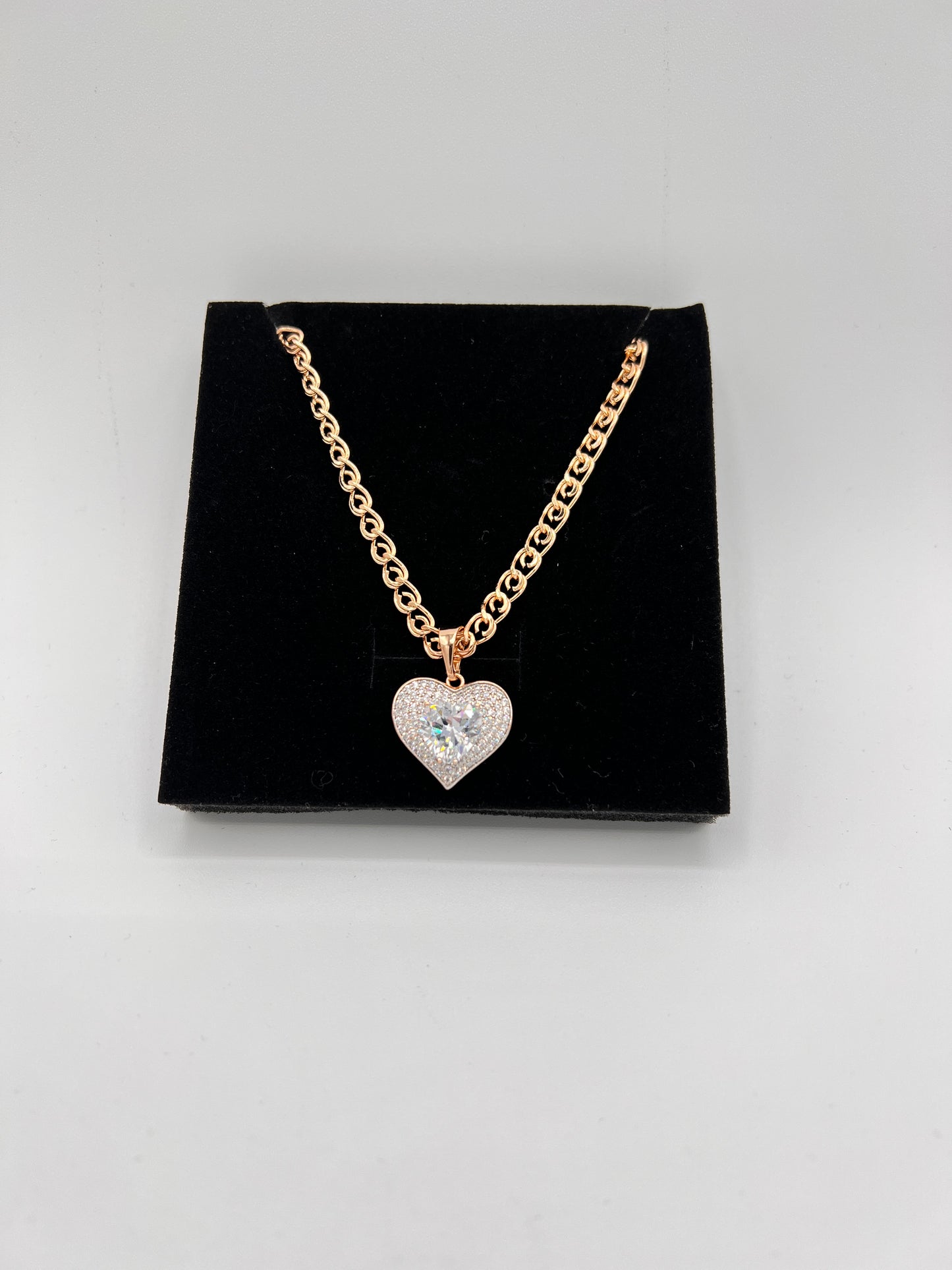 Big Heart Diamond Earrings And Necklace Set