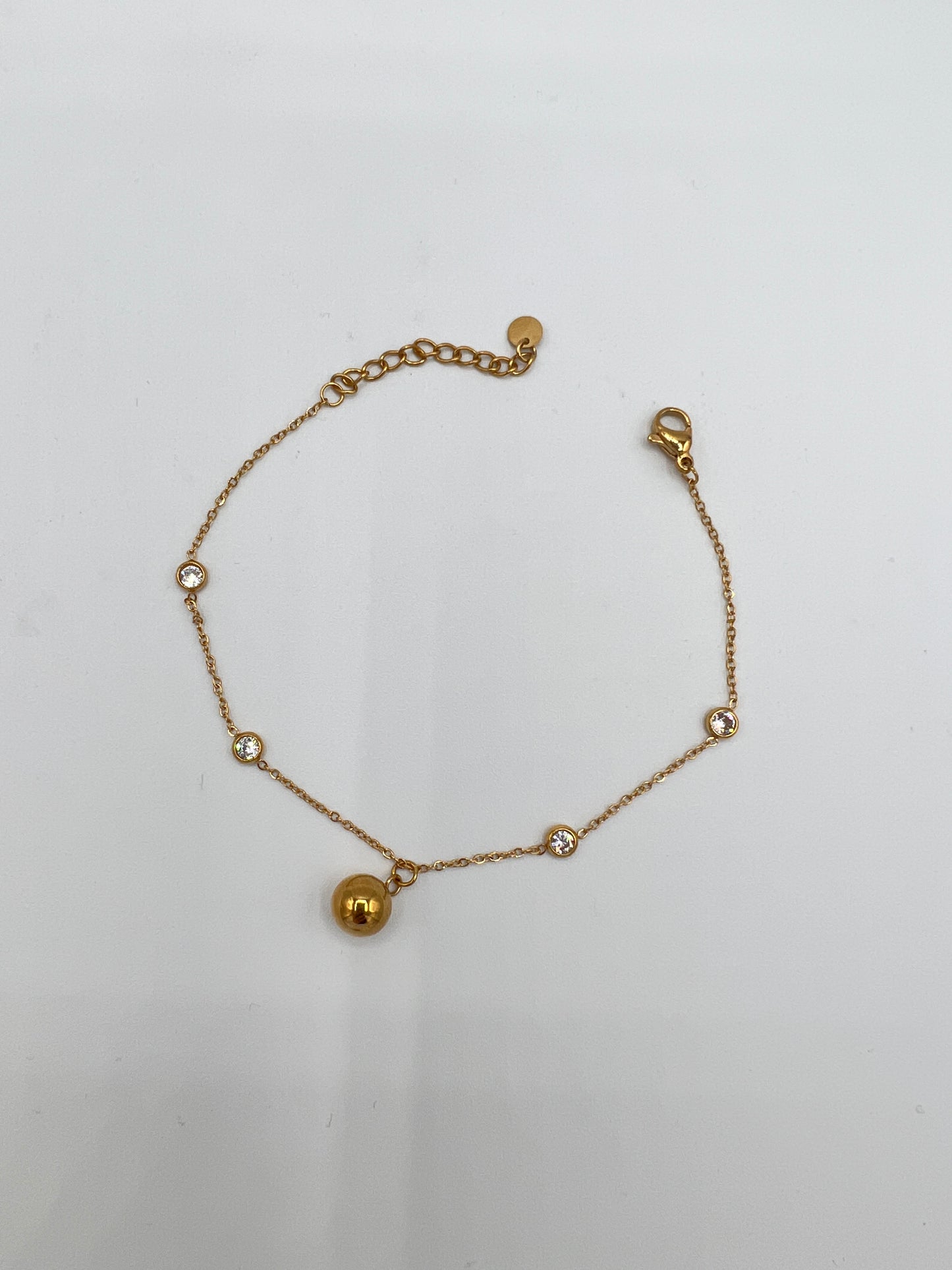 Dainty Elegance: Ball and Stones 14K Gold Bracelet - Elevate Your Style with a Charming Blend of Delicacy and Opulence#00018