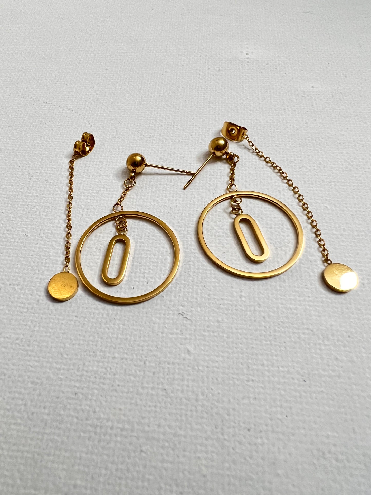 Two In One Gold Circle Earrings