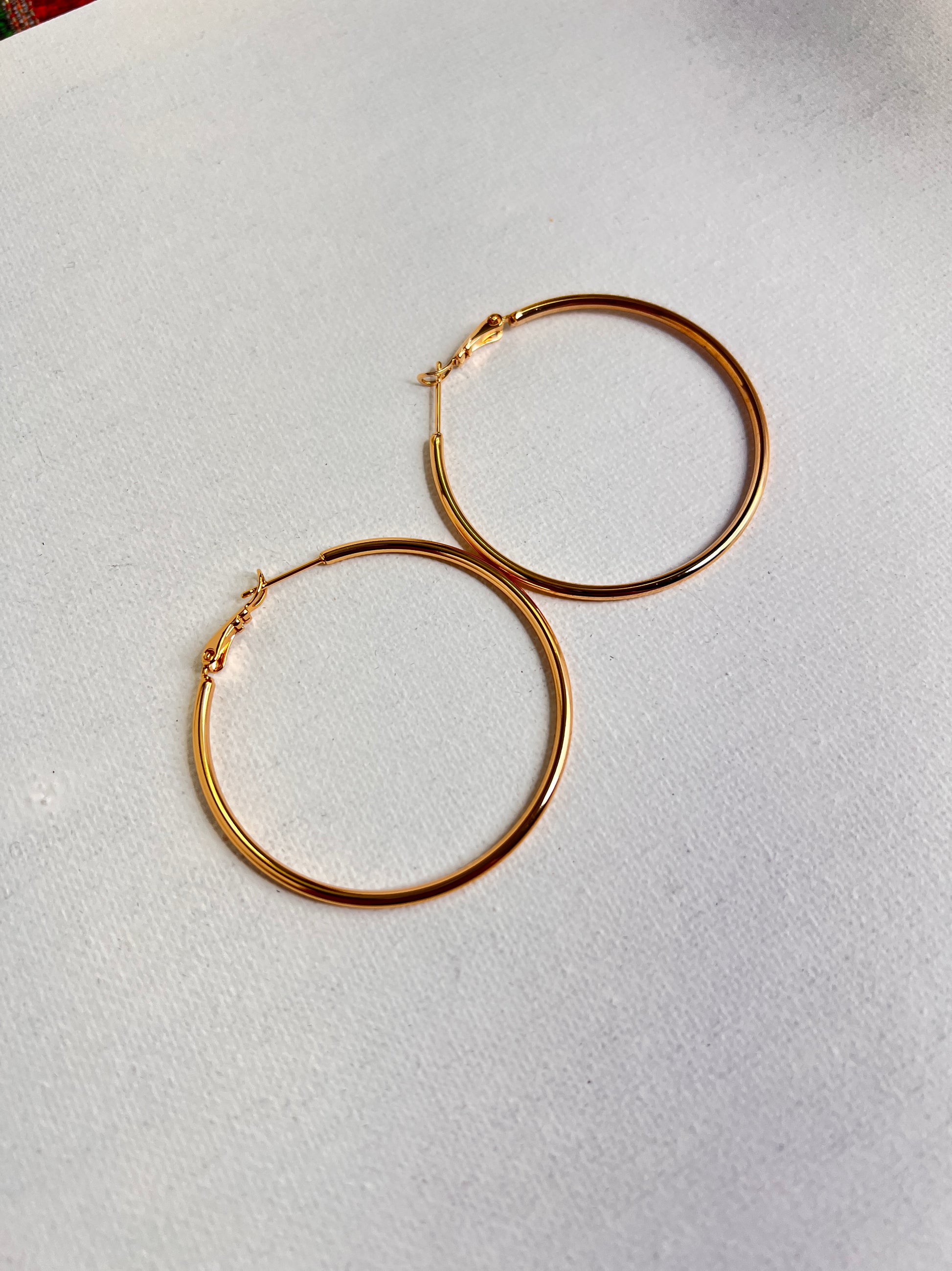 gold plated hoops with Latch Back fasting