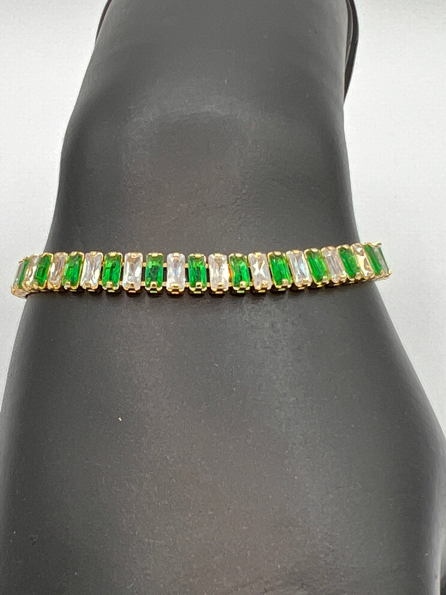 Emerald And Zircon Gold Bracelet