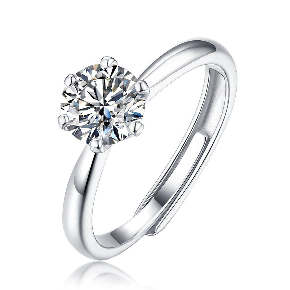 sterling silver 925 ring embellished with 1Ct Moissanite diamond in adjustable band. engagement rings for women Canada 