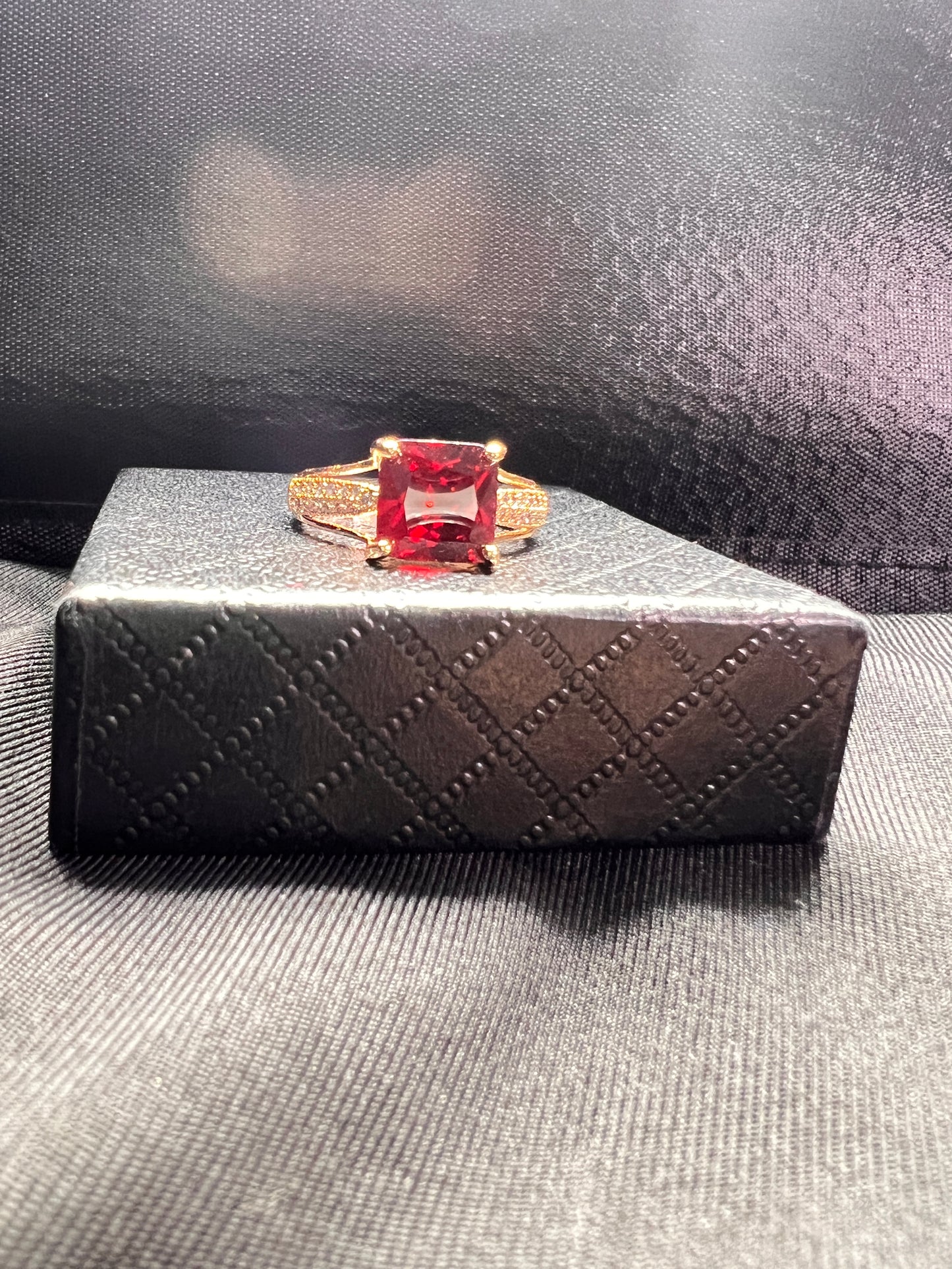 Red Square Stone Ring
