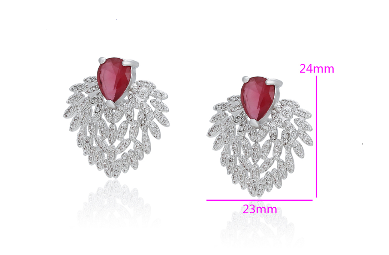 Sheela Silver And Ruby Studs